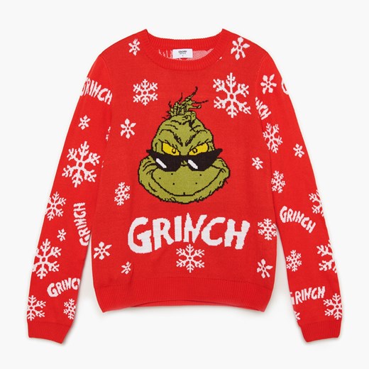 Cropp - Świąteczny sweter Grinch - Czerwony Cropp M Cropp