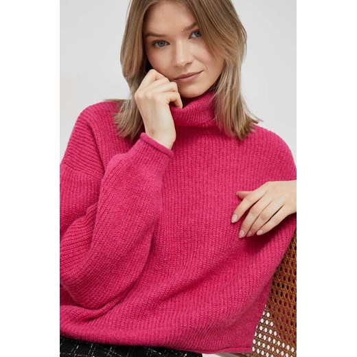 Vero Moda sweter z domieszką wełny damski kolor różowy lekki z golfem Vero Moda XL ANSWEAR.com