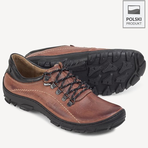Męskie buty trekkingowe skórzane David czerwone?p=new28102021 Brilu 46 promocja brilu.pl
