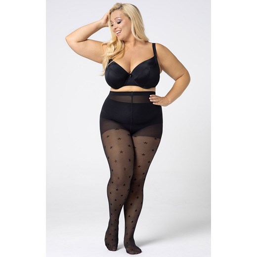 Rajstopy damskie plus size we wzory gwiazdek Star 30 DEN, Kolor czarny (onyx), Rozmiar 6, Mona Queen Size ze sklepu Intymna w kategorii Rajstopy - zdjęcie 147209012