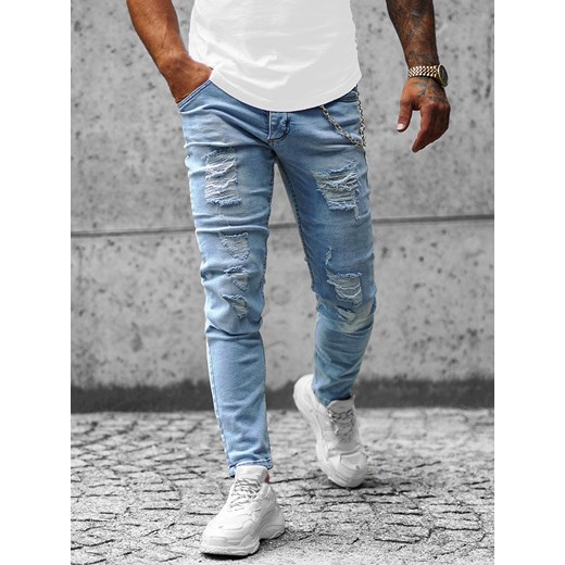 Spodnie jeansowe męskie jasno-niebieskie OZONEE E/5604/02 Ozonee 31 promocyjna cena ozonee.pl