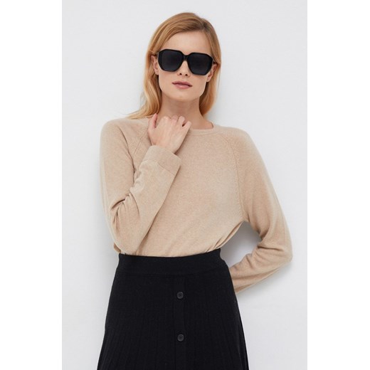 United Colors of Benetton sweter z domieszką kaszmiru damski kolor beżowy lekki United Colors Of Benetton XS ANSWEAR.com
