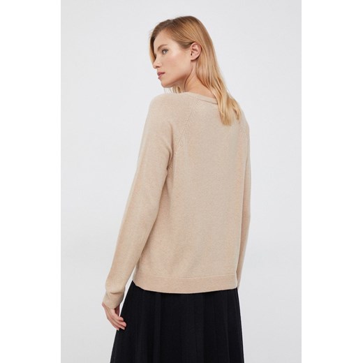 United Colors of Benetton sweter z domieszką kaszmiru damski kolor beżowy lekki United Colors Of Benetton S ANSWEAR.com