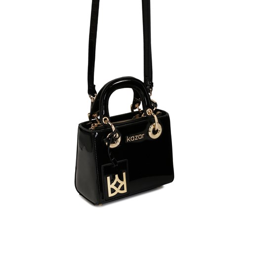 Czarna lakierowana mini torebka na ramię i do ręki Kazar Kazar