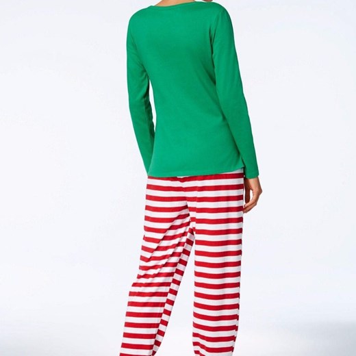 Świąteczna piżama damska w paski - Zielony / S ze sklepu Maybella.pl w kategorii Piżamy damskie - zdjęcie 147234314