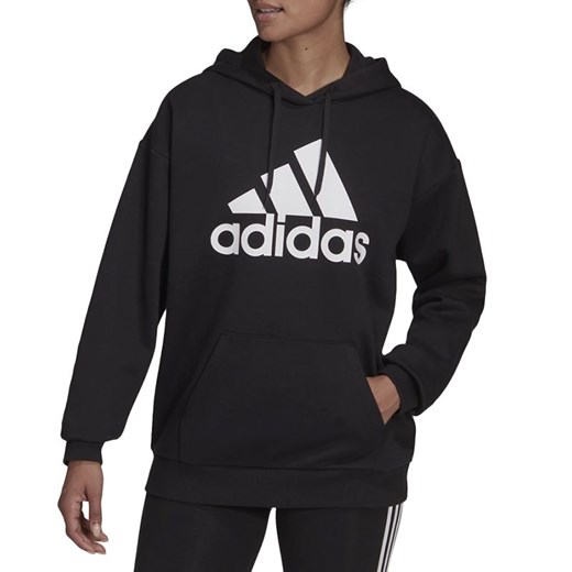 Bluza adidas Essentials Logo Boyfriend Fleece Hoodie HD1756 - czarne ze sklepu streetstyle24.pl w kategorii Bluzy damskie - zdjęcie 147246154