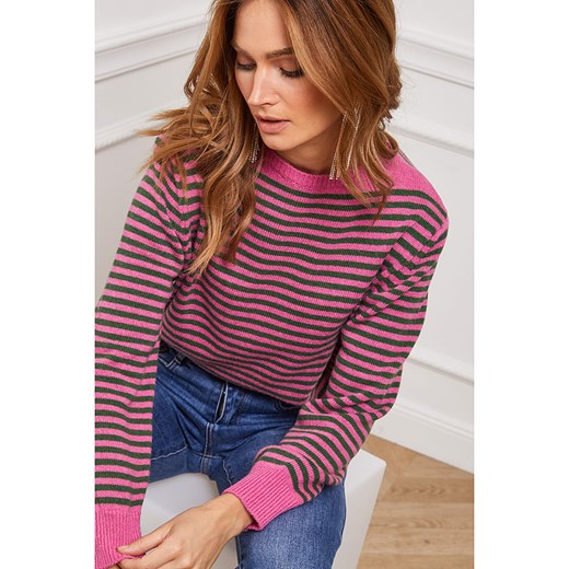 Sweter "Astrobal" w kolorze różowo-ciemnozielonym Joséfine XL okazyjna cena Limango Polska