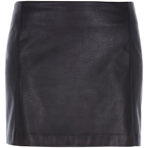 Black leather-look mini skirt river-island szary mini