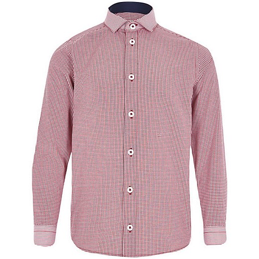 Boys red long sleeve gingham shirt river-island fioletowy t-shirty