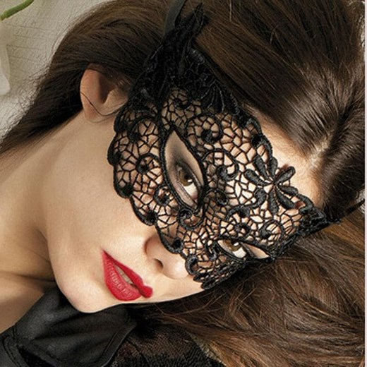 Maska koronkowa szeroka - Czarny / Uniwersalny ze sklepu Maybella.pl w kategorii Akcesoria do bielizny - zdjęcie 147295630