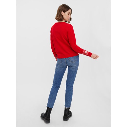 Vero Moda Sweter New Frosty Deer 10272616 Czerwony Regular Fit Vero Moda S MODIVO