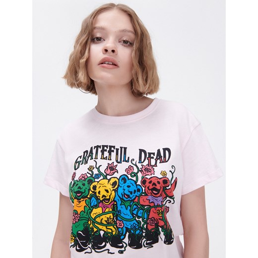 Cropp - T-shirt oversize Grateful Dead - Różowy Cropp S Cropp