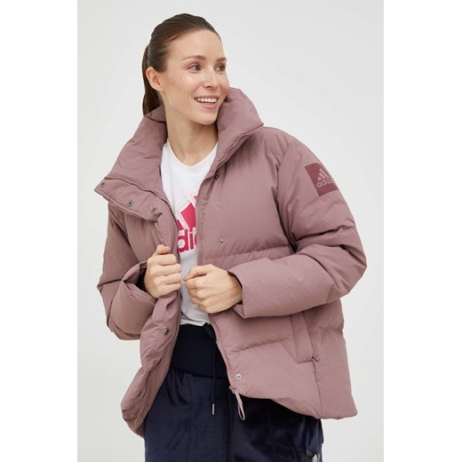 adidas Performance kurtka puchowa damska kolor różowy zimowa ze sklepu ANSWEAR.com w kategorii Kurtki damskie - zdjęcie 147343320