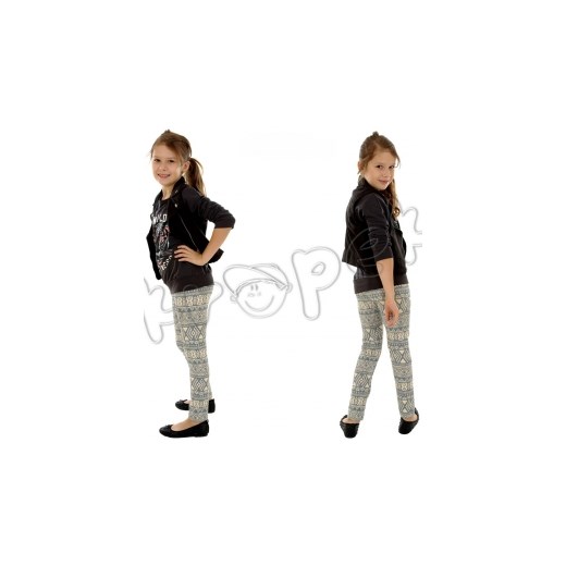 Ciepłe legginsy z wzorkami jeans 116 - 158 Meri blumore-pl bialy ciepłe