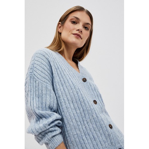 Sweter zapinany na guziki niebieski ze sklepu Moodo.pl w kategorii Swetry damskie - zdjęcie 147413902