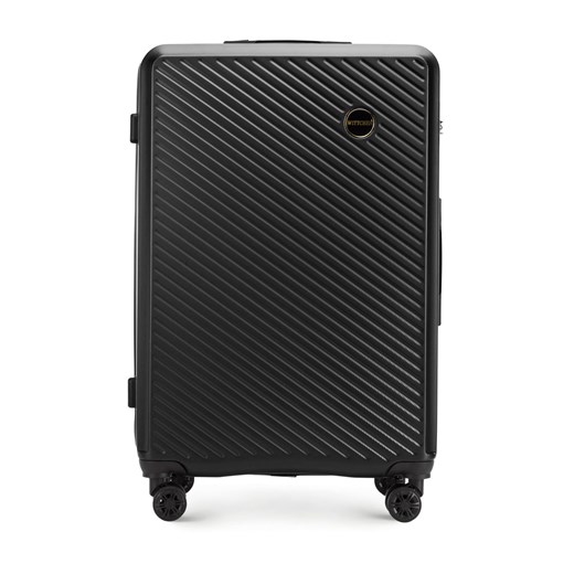 Duża walizka z ABS-u w ukośne paski czarna ze sklepu WITTCHEN w kategorii Walizki - zdjęcie 147420431