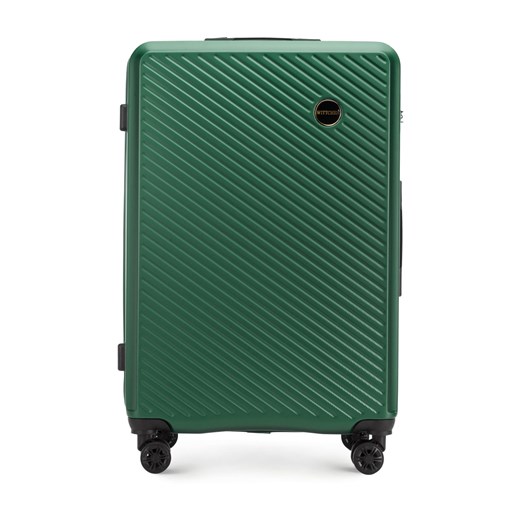 Duża walizka z ABS-u w ukośne paski ciemnozielona ze sklepu WITTCHEN w kategorii Walizki - zdjęcie 147420433