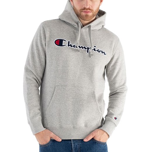 Bluza Champion Script Logo Embroidery Fleece Hoodie 217858-EM031 - szara ze sklepu streetstyle24.pl w kategorii Bluzy męskie - zdjęcie 147424984
