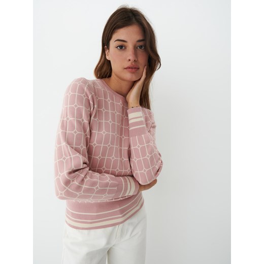 Mohito - Różowy sweter we wzory - Różowy Mohito XS okazja Mohito