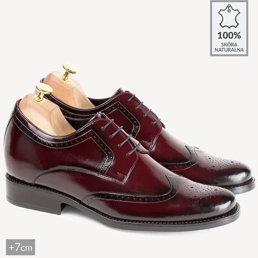 Męskie podwyższające buty wizytowe brogsy Dylan bordowe Brilu 40 okazja brilu.pl