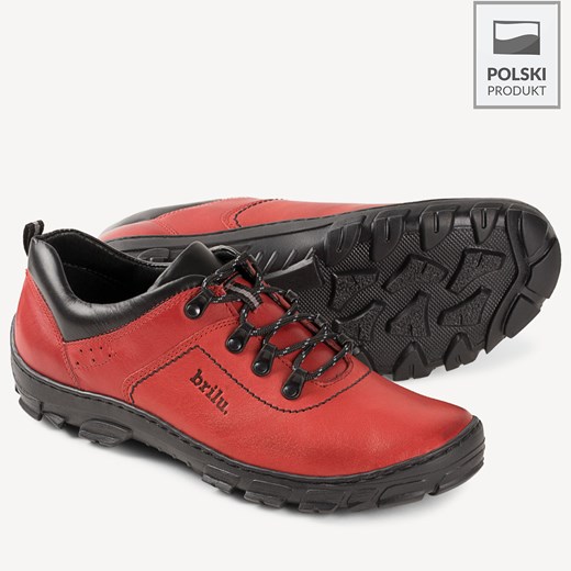 Buty trekkingowe ze skóry naturalnej Charles czerwone Brilu 40 brilu.pl wyprzedaż