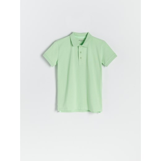 Reserved - T-shirt polo z haftem - Zielony Reserved 158 (12 lat) okazyjna cena Reserved