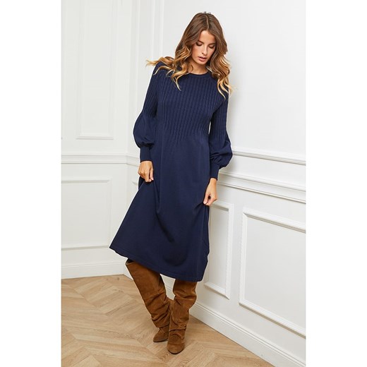 Sukienka dzianinowa "Douve" w kolorze niebieskim So Cachemire M okazja Limango Polska