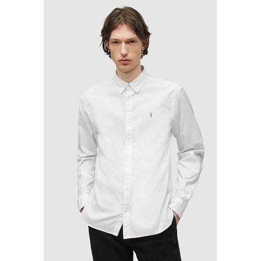 AllSaints koszula HAWTHORNE LS SHIRT męska kolor biały regular z kołnierzykiem klasycznym MS257U ze sklepu ANSWEAR.com w kategorii Koszule męskie - zdjęcie 147577883