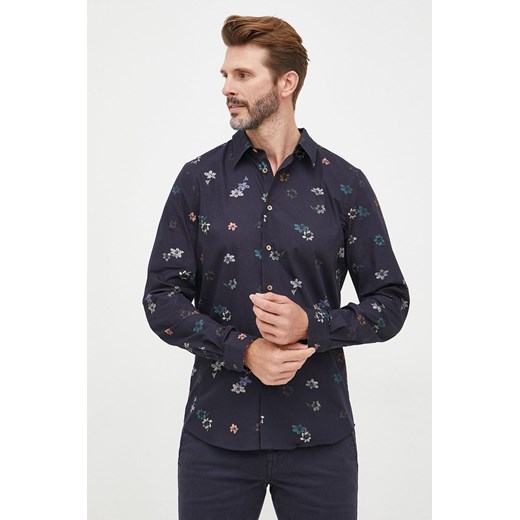 PS Paul Smith koszula bawełniana męska kolor granatowy slim z kołnierzykiem Ps Paul Smith XXL promocja ANSWEAR.com