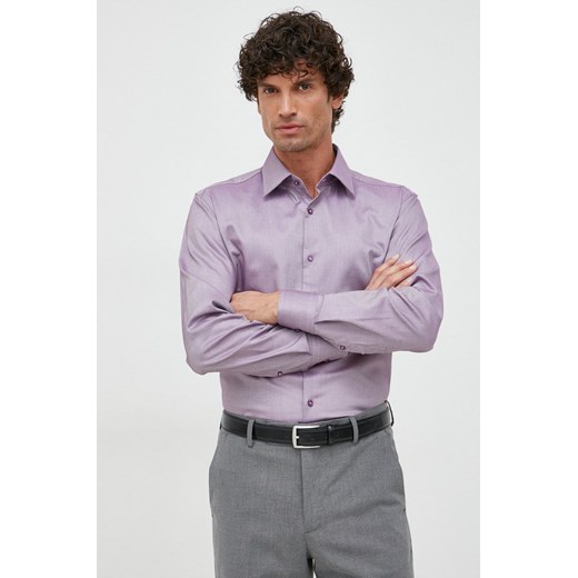 BOSS koszula męska kolor fioletowy slim z kołnierzykiem klasycznym 40 ANSWEAR.com