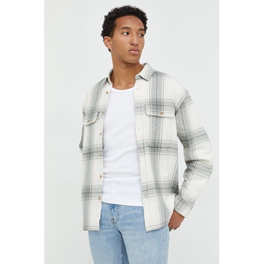 Abercrombie & Fitch koszula bawełniana męska kolor beżowy relaxed z Abercrombie & Fitch XXL promocja ANSWEAR.com