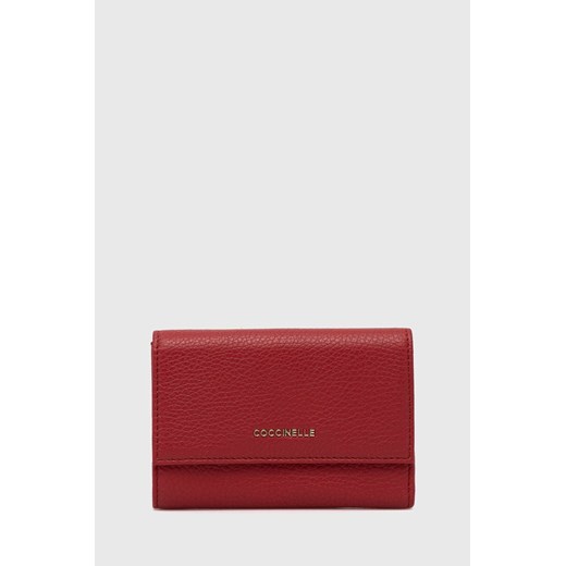 Coccinelle portfel skórzany kolor bordowy E2 MW5 11 66 01 ze sklepu ANSWEAR.com w kategorii Portfele damskie - zdjęcie 147583622