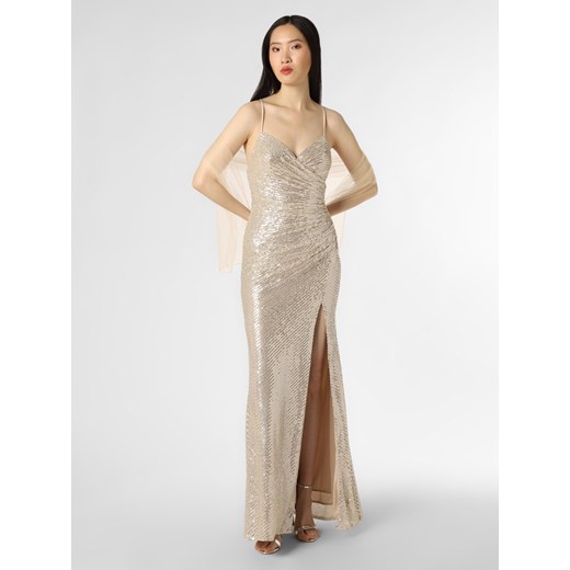 Luxuar Fashion Damska sukienka wieczorowa z etolą Kobiety Sztuczne włókno złoty jednolity ze sklepu vangraaf w kategorii Sukienki - zdjęcie 147592362