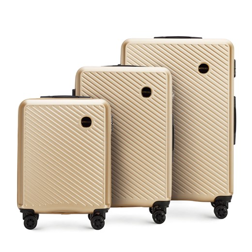 Zestaw walizek z ABS-u w ukośne paski ze sklepu WITTCHEN w kategorii Walizki - zdjęcie 147597972