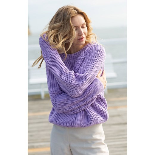 Sweter oversize w kolorze lawendowym BK045, Kolor lawendowy, Rozmiar L/XL, BE Be S/M okazja Primodo