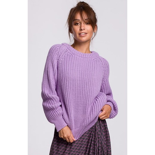 Sweter oversize w kolorze lawendowym BK045, Kolor lawendowy, Rozmiar L/XL, BE Be S/M wyprzedaż Primodo