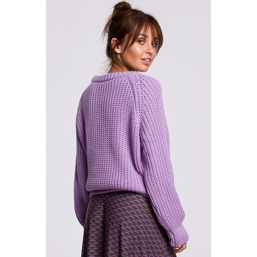 Sweter oversize w kolorze lawendowym BK045, Kolor lawendowy, Rozmiar L/XL, BE Be L/XL okazja Primodo