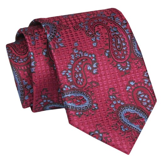 Krawat - ALTIES - Czerwony we Wzór Paisley KRALTS0868 ze sklepu JegoSzafa.pl w kategorii Krawaty - zdjęcie 147609611