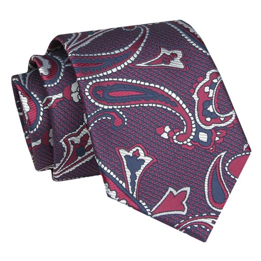 Krawat - ALTIES - Odcienie Bordo, Duży Wzór KRALTS0851 ze sklepu JegoSzafa.pl w kategorii Krawaty - zdjęcie 147609643