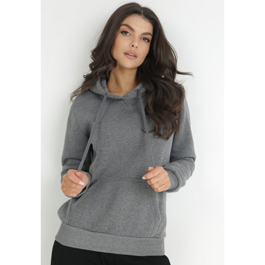 Ciemnoszara Bluza Basic z Kapturem Philelaia XL Born2be Odzież okazja