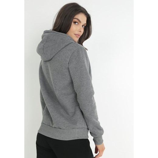 Ciemnoszara Bluza Basic z Kapturem Philelaia XL promocyjna cena Born2be Odzież