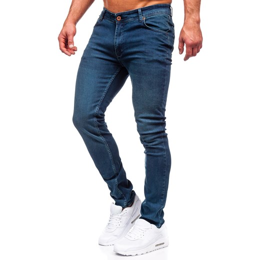 Ciemnogranatowe spodnie jeansowe męskie slim fit Denley 5066-2 33/L wyprzedaż Denley