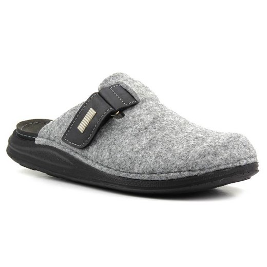 Filcowe kapcie męskie ze skórzaną wkładką - INBLU VE02, srebrne Inblu 40 ulubioneobuwie