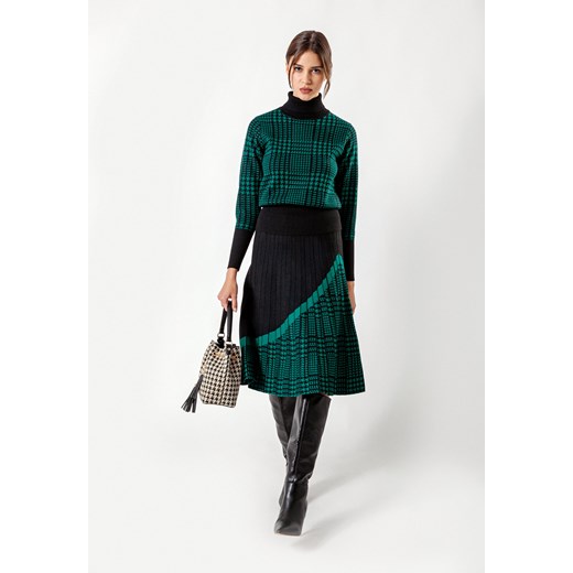 Czarno-zielona spódnica w pepitkę z wełną ze sklepu Molton w kategorii Spódnice - zdjęcie 147674103