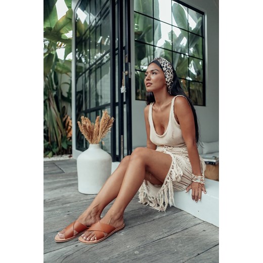 nr 4 Skórzane klapki BABI brązowe outlet live 41 nusa-store.com