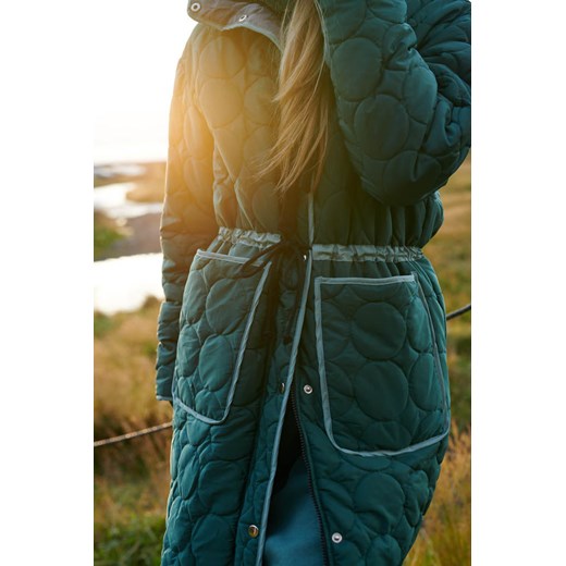 Wiązany płaszcz pikowany Eucalyptus Mint XS Naoko XL NAOKO