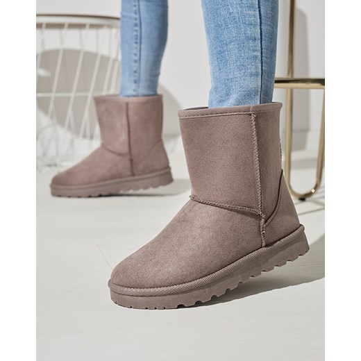 Damskie ocieplane eko-zamszowe śniegowce w kolorze khaki Xetik - Obuwie Royalfashion.pl 37 royalfashion.pl