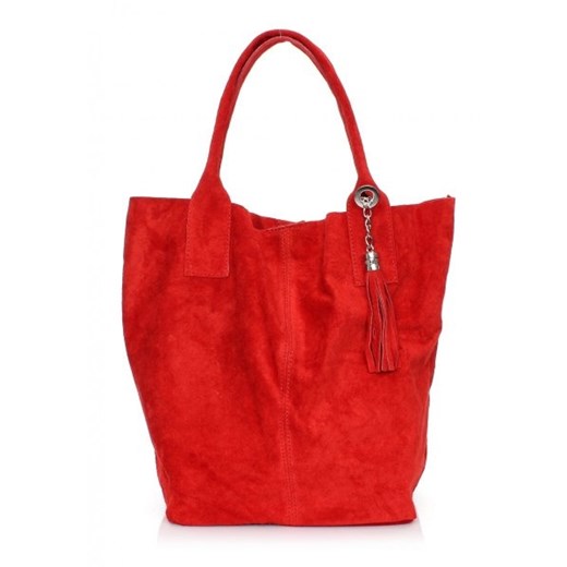 Shopperbag Skóra naturalna Zamszowa Genuine Leather czerwona Genuine Leather torbs.pl