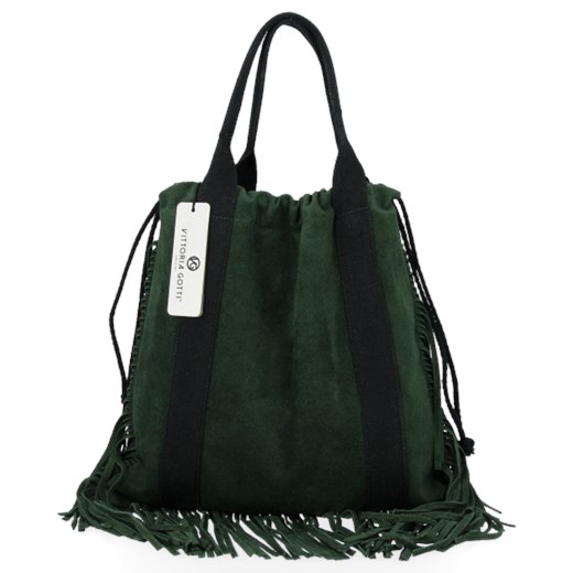 Torebka Skórzana Shopper Bag w stylu Boho renomowanej firmy Vittoria Gotti Vittoria Gotti okazyjna cena torbs.pl