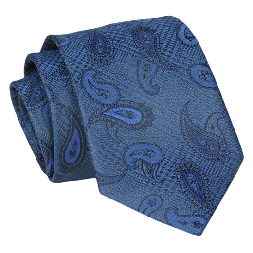 Krawat - ALTIES - Ciemnoniebieski, Paisley KRALTS0825 ze sklepu JegoSzafa.pl w kategorii Krawaty - zdjęcie 147823884